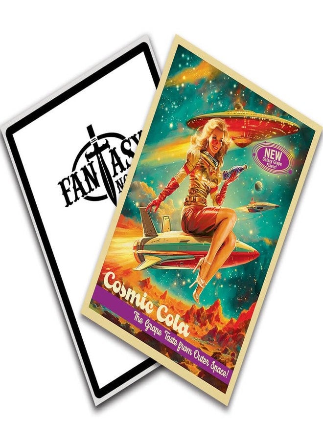 Fantasy North - Cosmic Cola #4 - Grape Flavor - 50's Retro Vintage - Rocket Girl - 100 Textured Matte TCG Card Sleeves - Fits Magic MTG Commander Pokemon and Other Card Games - Playing Card Sleeves - Image 4